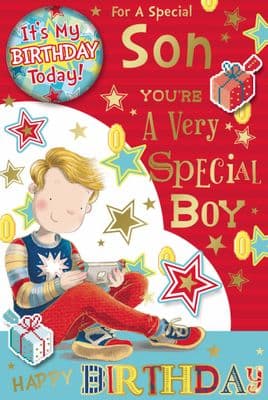 Son Birthday Card with Badge