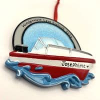 Speed Boat - Personalised Hanging Decoration