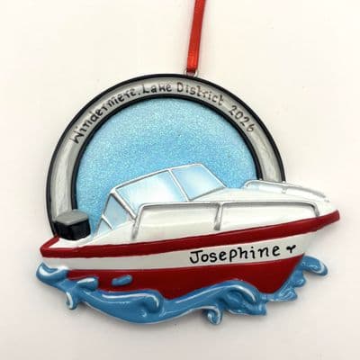 Speed Boat - Personalised Hanging Decoration