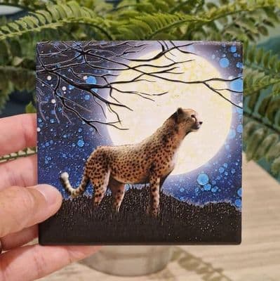 Stargazing Leopard Ceramic Coaster By Jo Crafts