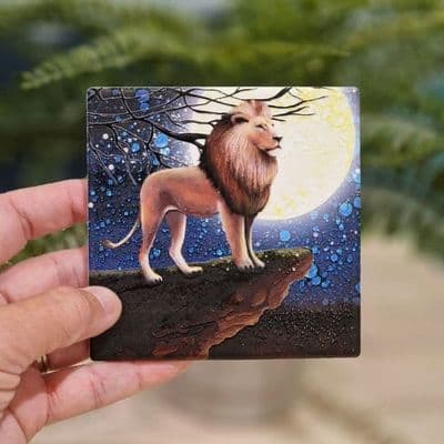 Stargazing Lion Ceramic Coaster By Jo Crafts