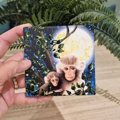 Stargazing Monkey Ceramic Coaster By Jo Crafts