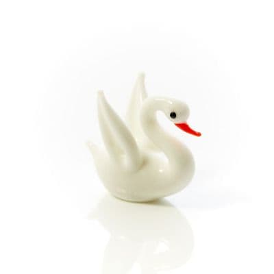 Swan White Artisan Glass Figurine