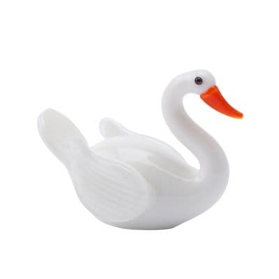 Swan White Glass Figurine