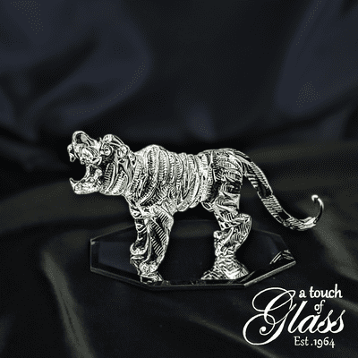 Tiger Clear Glass Figurine