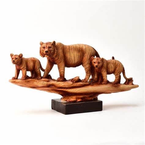 Tiger with Two Cubs on Rocks Figurine from Naturecraft