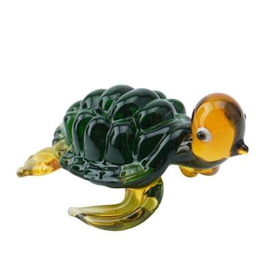 Turtle Green Glass Figurine