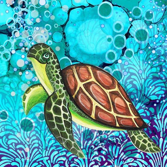 Under The Sea Turtle Ceramic Coaster By Jo Crafts
