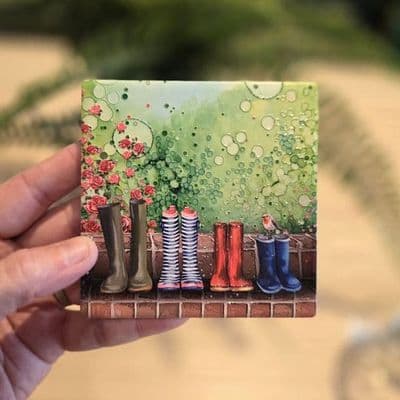 Wellies Ceramic Coaster By Jo Crafts
