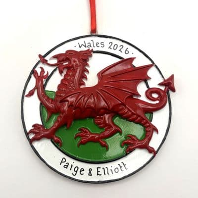 Welsh Dragon - Personalised Hanging Decoration