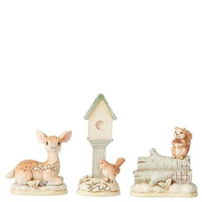 White Woodland Mini Animal Set of 3