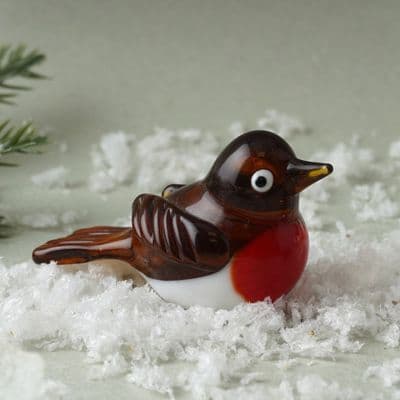 Winter Robin Glass Figurine