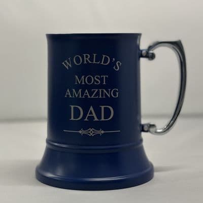 World's Most Amazing Dad Blue Steel Tankard