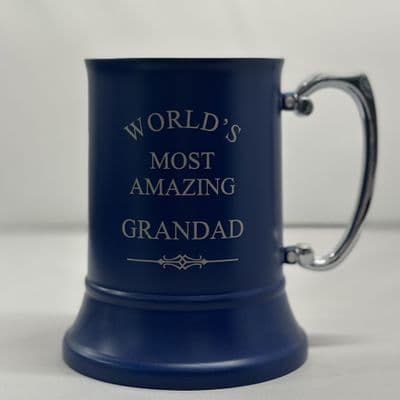 World's Most Amazing Grandad Blue Steel Tankard