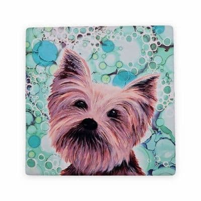 Yorkie Dog Ceramic Coaster By Jo Crafts