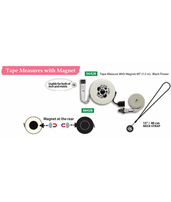 KA Black Flower Tape Measure with Magnet