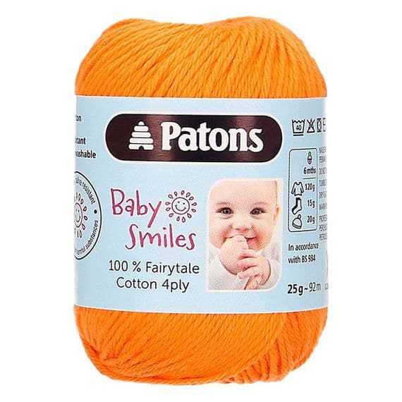 Patons Fairytale Cotton 4ply shade 25 Tangerine -25g balls