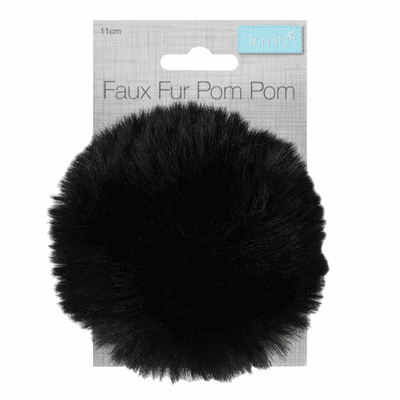 Pom Pom Faux Fur - Black