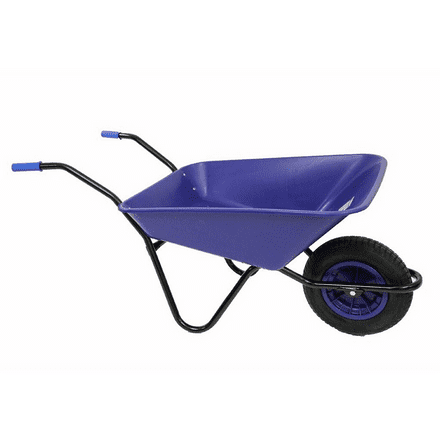 Blue Plastic Wheelbarrow with Pneumatic Wheel - 85 Litre