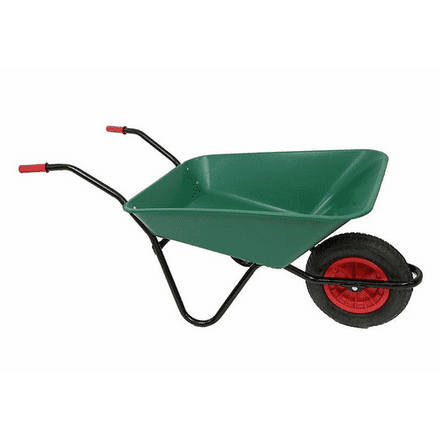 Green Plastic Wheelbarrow with Pneumatic Wheel - 85 Litre