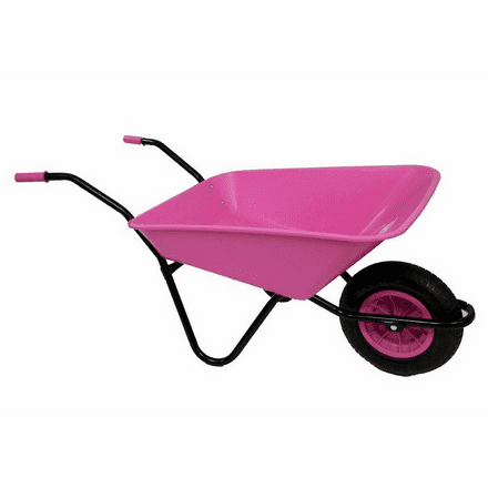 Pink Plastic Wheelbarrow with Pneumatic Wheel - 85 Litre