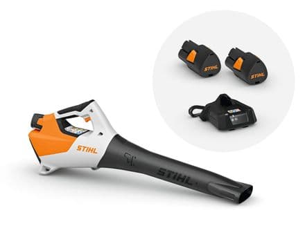 Stihl BGA 30 Cordless Leaf Blower charger and 2 batteries