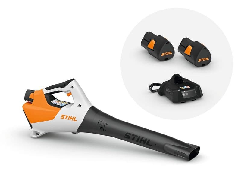 Stihl BGA 30 Cordless Leaf Blower charger and 2 batteries