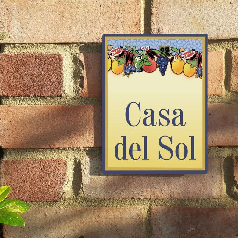 Art deco fruit house sign or wall plaque