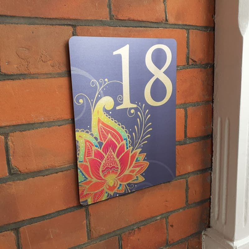 Blue Lotus house sign or wall plaque