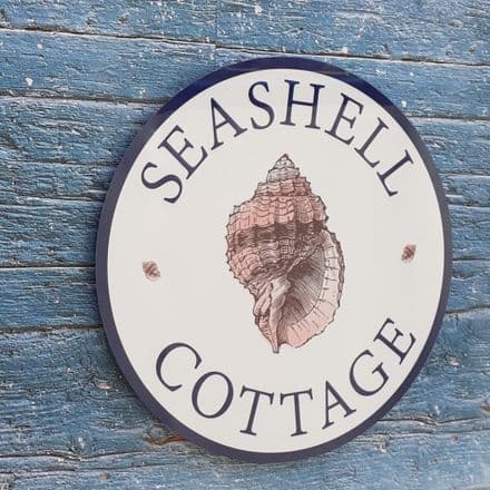 Conch shell round house sign or wall plaque