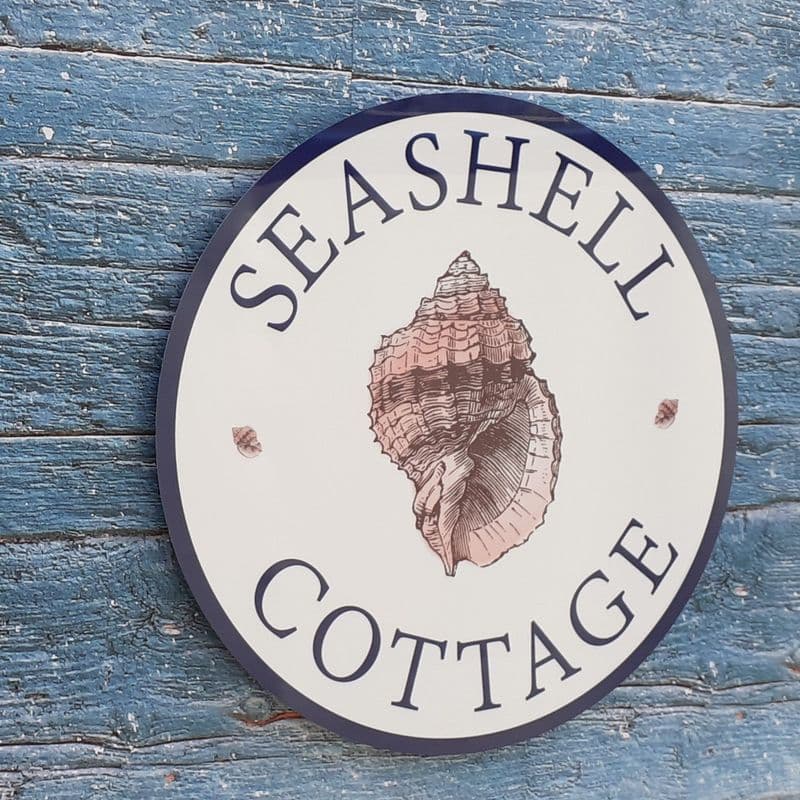 Conch shell round house sign or wall plaque
