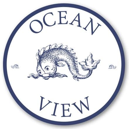 Heraldic fish round house sign or wall plaque