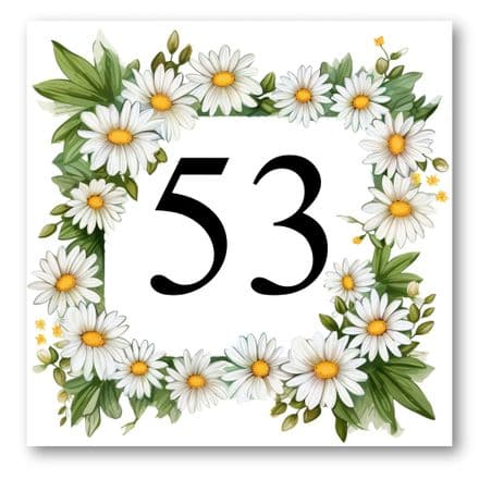 House number with daisy wreath