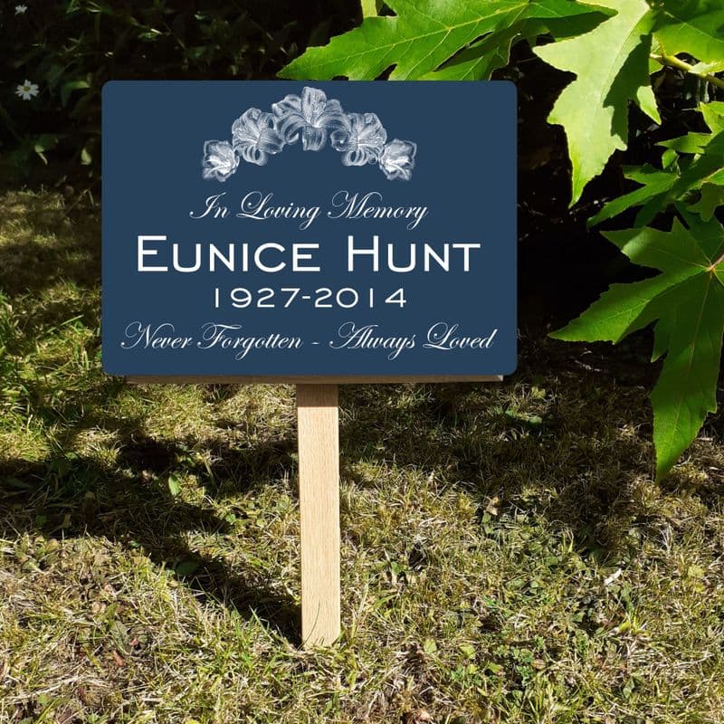 Memorial plaque with lilies