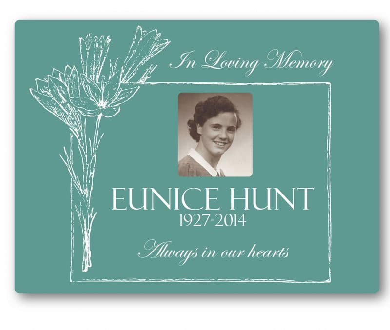 Memorial plaque with photo - crocus frame
