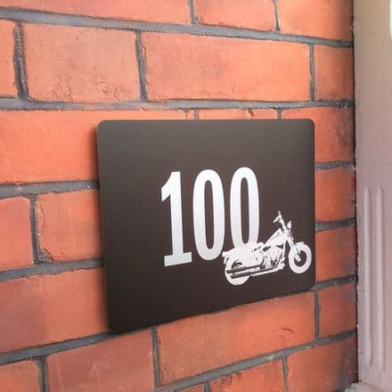 Motorbike house sign or wall plaque (black)
