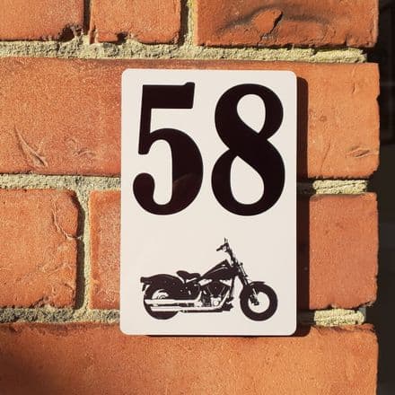 Motorbike house sign or wall plaque (buff)