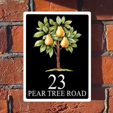 Pear tree personalised house sign or number