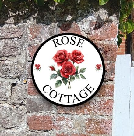 Red rose cottage or house sign