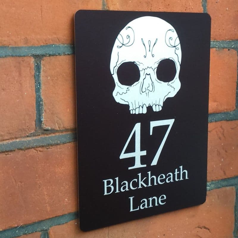 Skull house sign or wall plaque