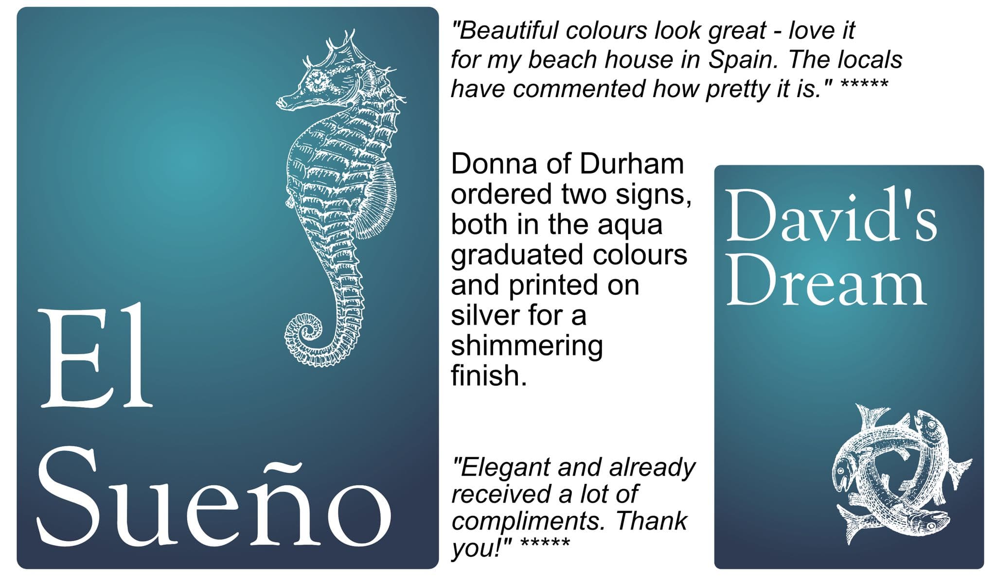 House signs with coastal and maritime designs