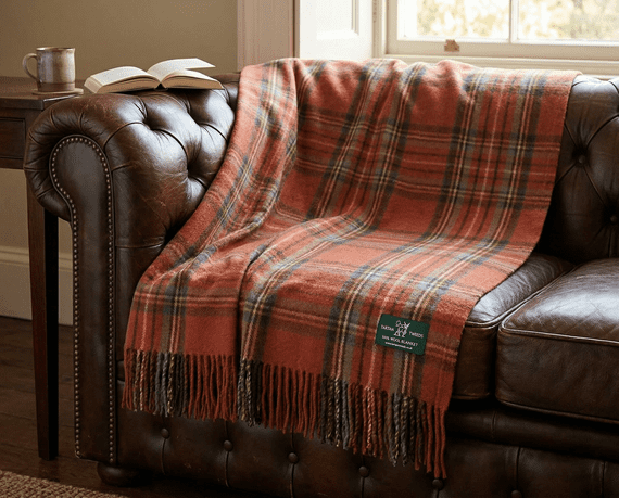 Antique Royal Stewart New Wool Large Tartan Blanket Throw Rug