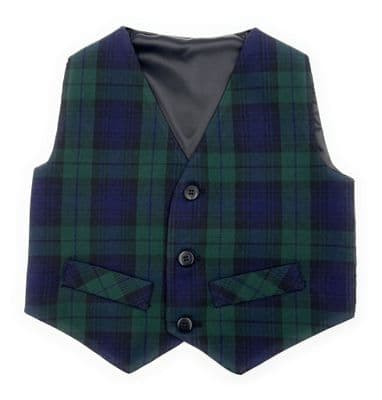Baby Boys Black Watch Tartan Waistcoat