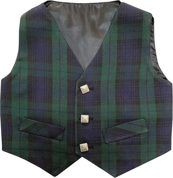 Baby Boys Black Watch Tartan Waistcoat Vest