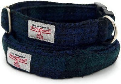 Black Watch Harris Tweed Tartan Dog Collar And Lead Set
