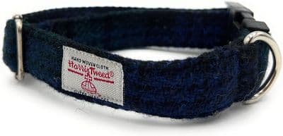 Black Watch Harris Tweed Tartan Dog Collar Small Medium Large