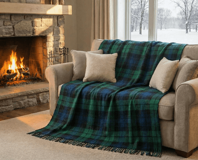 Black Watch New Wool Large Tartan Blanket Throw Rug