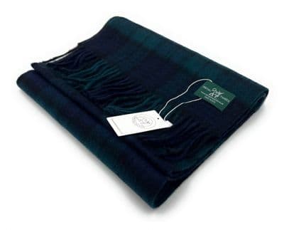 Black Watch Tartan Lambswool Large Clan Scarf 180cm x 30cm