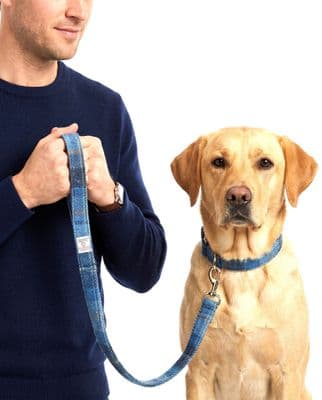 Blue Check Harris Tweed Dog Lead