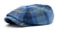 Blue Check Harris Tweed Newsboy Cap | Made in Scotland | S–XXL